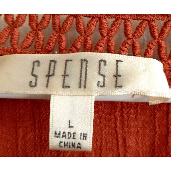SPENSE Penelope Tiered Tunic Peasant Boho Top Bell Sleeves Gauzy Rust - Large - Picture 7 of 9